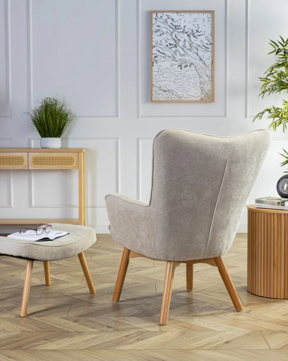 Fotel z podnóżkiem Grella Beige