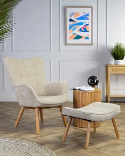 Fotel z podnóżkiem Grella Beige