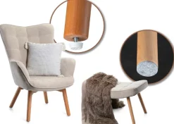 Fotel z podnóżkiem Grella Beige