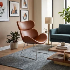 Fotel Cazar imitacja skóry vintage brązowo-srebrny * Actona Online
