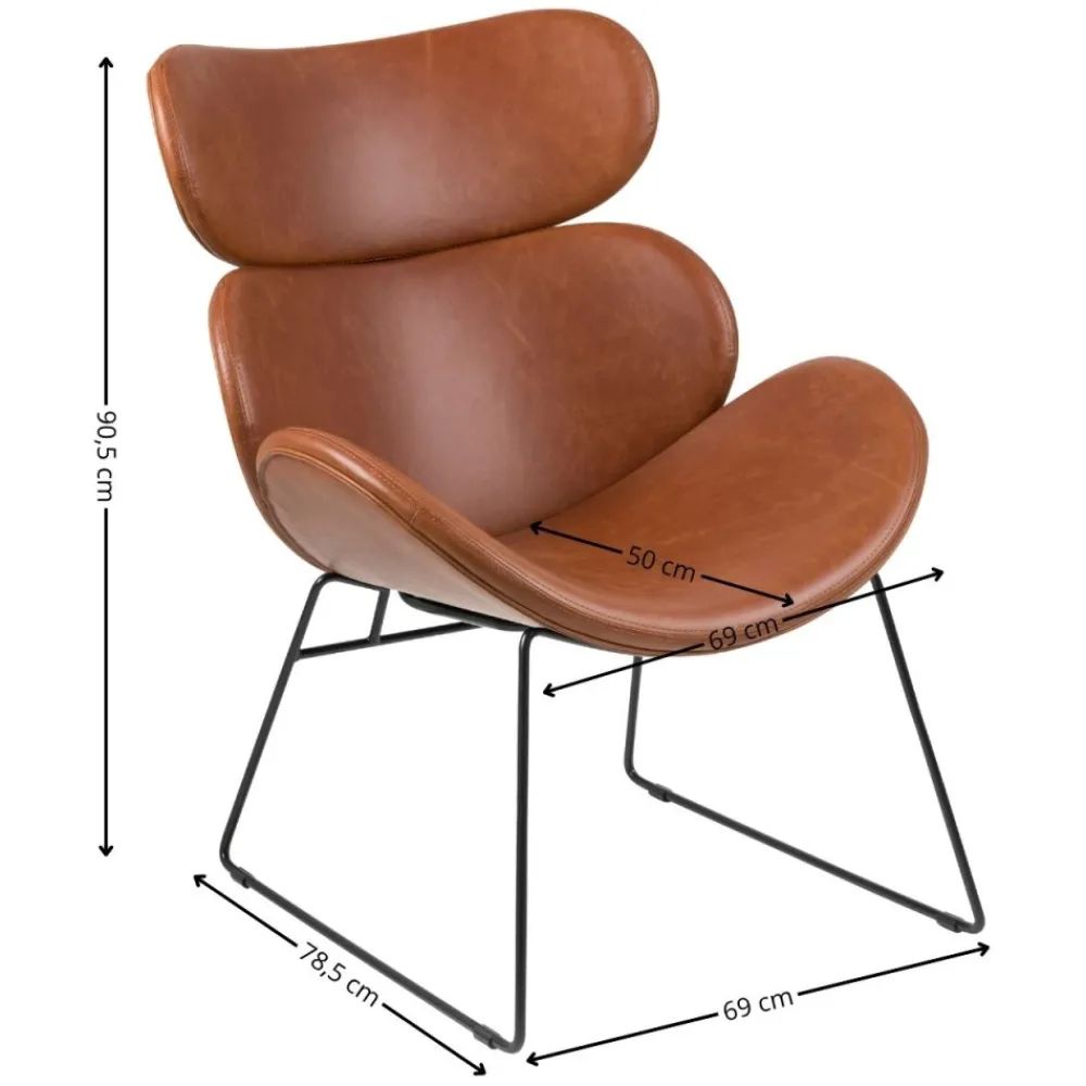 Fotel Cazar imitacja skóry vintage brązowo-czarny * Actona Discount