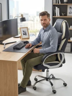 Fotel obrotowy z eco skóry Barton * Halmar