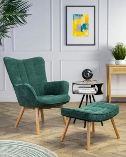 Fotel z podnóżkiem Grella Bottle Green * HowHomely Sale