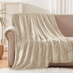 Gładki koc COSY 200x220 cm beżowy * Outlet