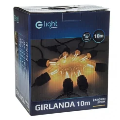 Girlanda Ogrodowa 10m E27 Czarny IP44 Żarówki 1,5W Gratis