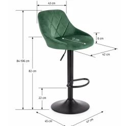 Hoker z oparciem ciemnozielony H101