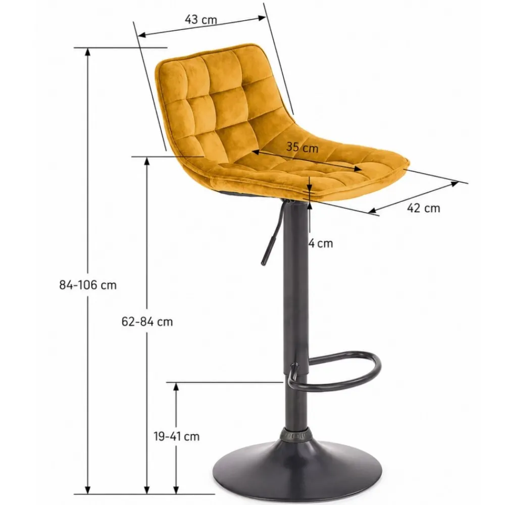 Hoker z tapicerowanym oparciem H95 musztardowy * Halmar Discount