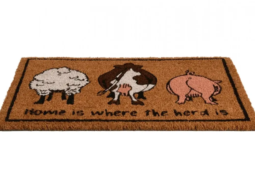 Humorystyczna wycieraczka kokosowa z napisem „Home is where the herd is” 60 x 40 cm * Esschert Design