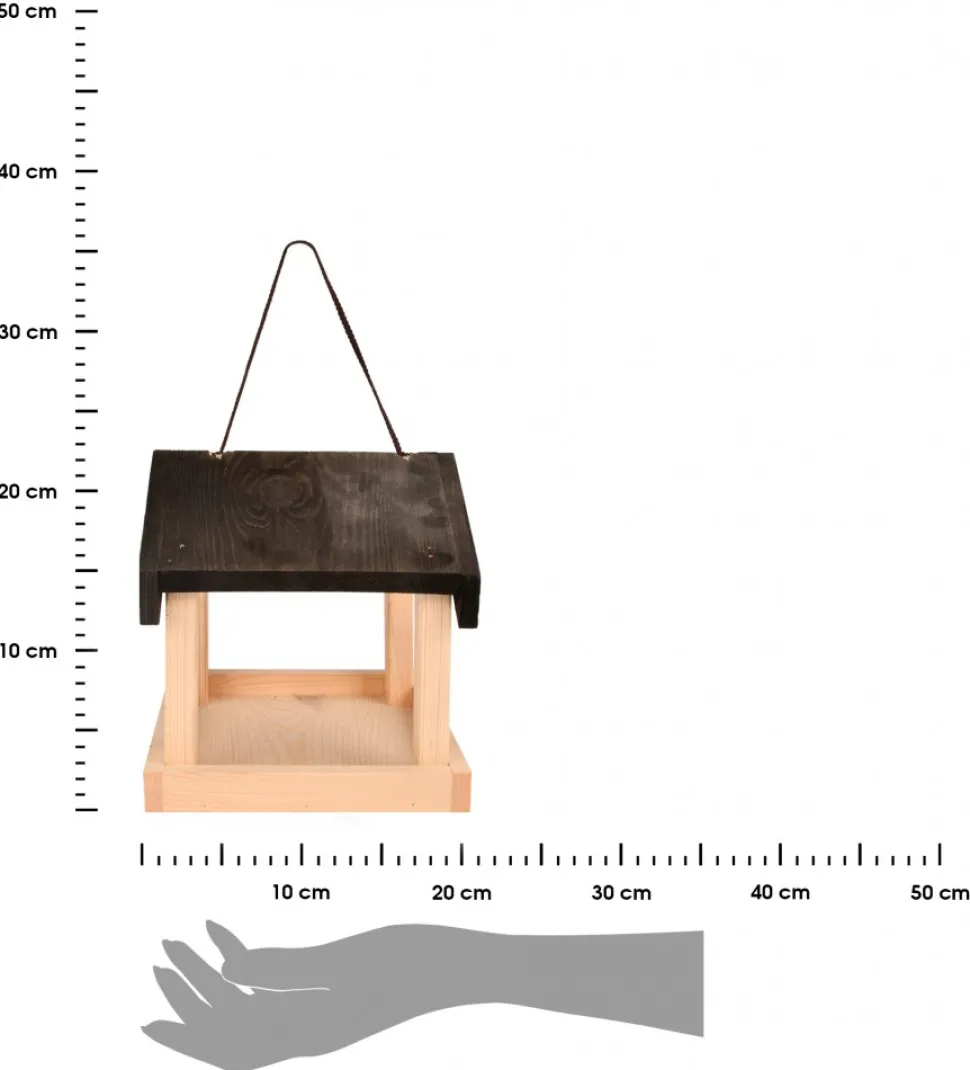 Karmnik dla ptaków drewniany na sznurku h23cm