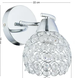 Kinkiet kryształowy srebrny Crystal I 1xE27 kryształki