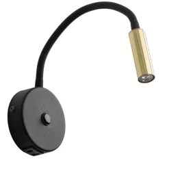 Kinkiet LAGOS czarny złoty 1xG9 z wyłącznikiem i USB