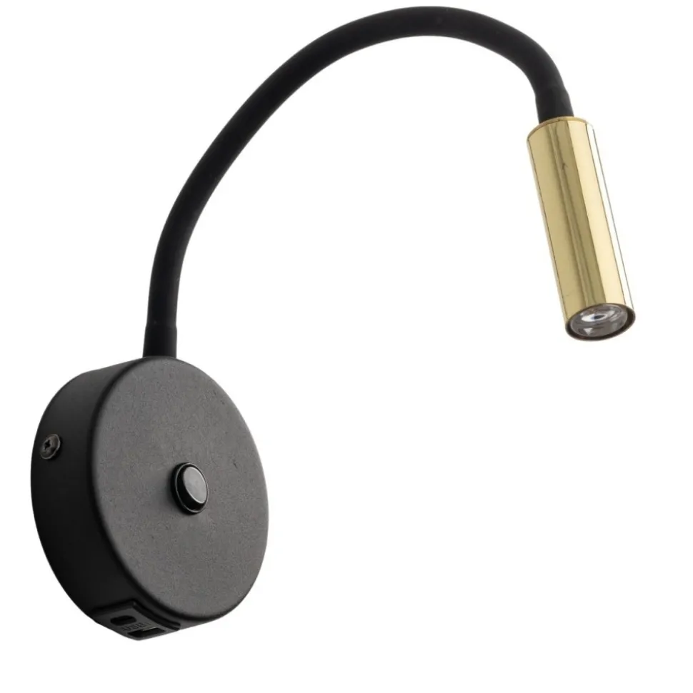 Kinkiet LAGOS czarny złoty 1xG9 z wyłącznikiem i USB