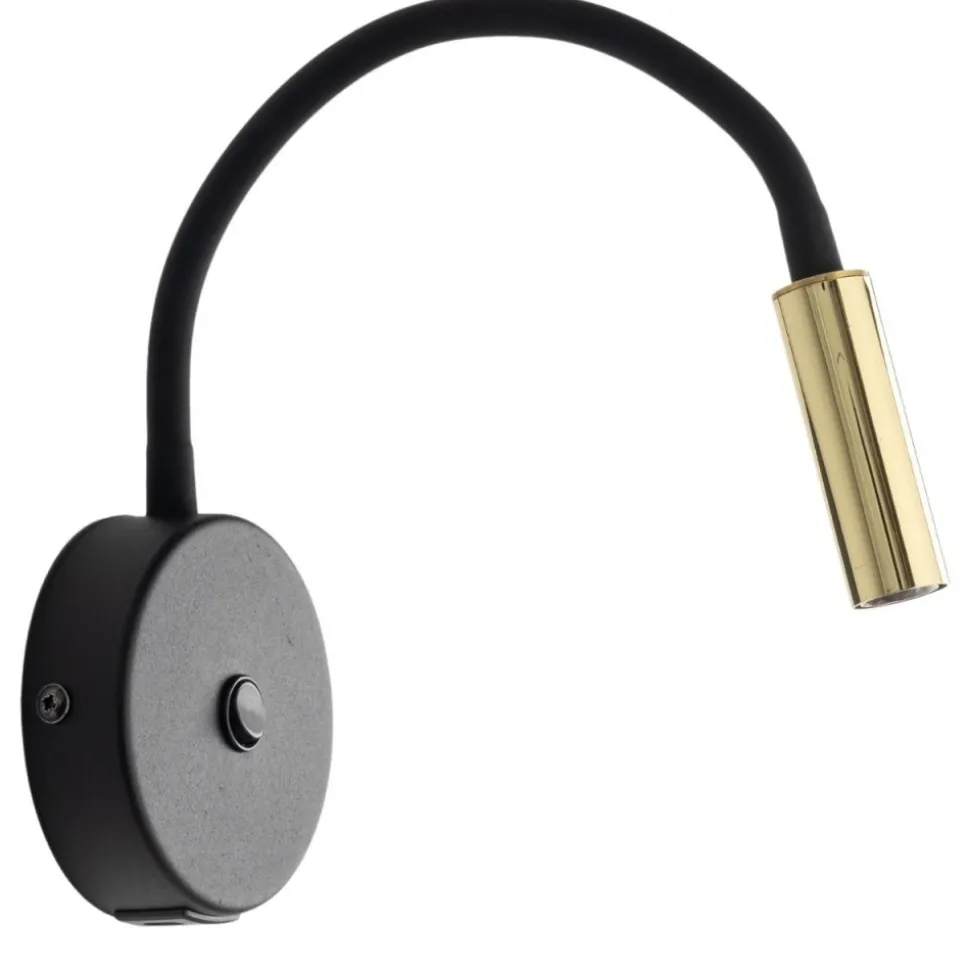 Kinkiet LAGOS czarny złoty 1xG9 z wyłącznikiem i USB