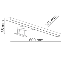 Kinkiet LEITO czarny 1xLED 60 cm