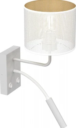 Kinkiet LOFT SHADE Biały Złoty Klosz z Tworzywa 1xE27 1xG9