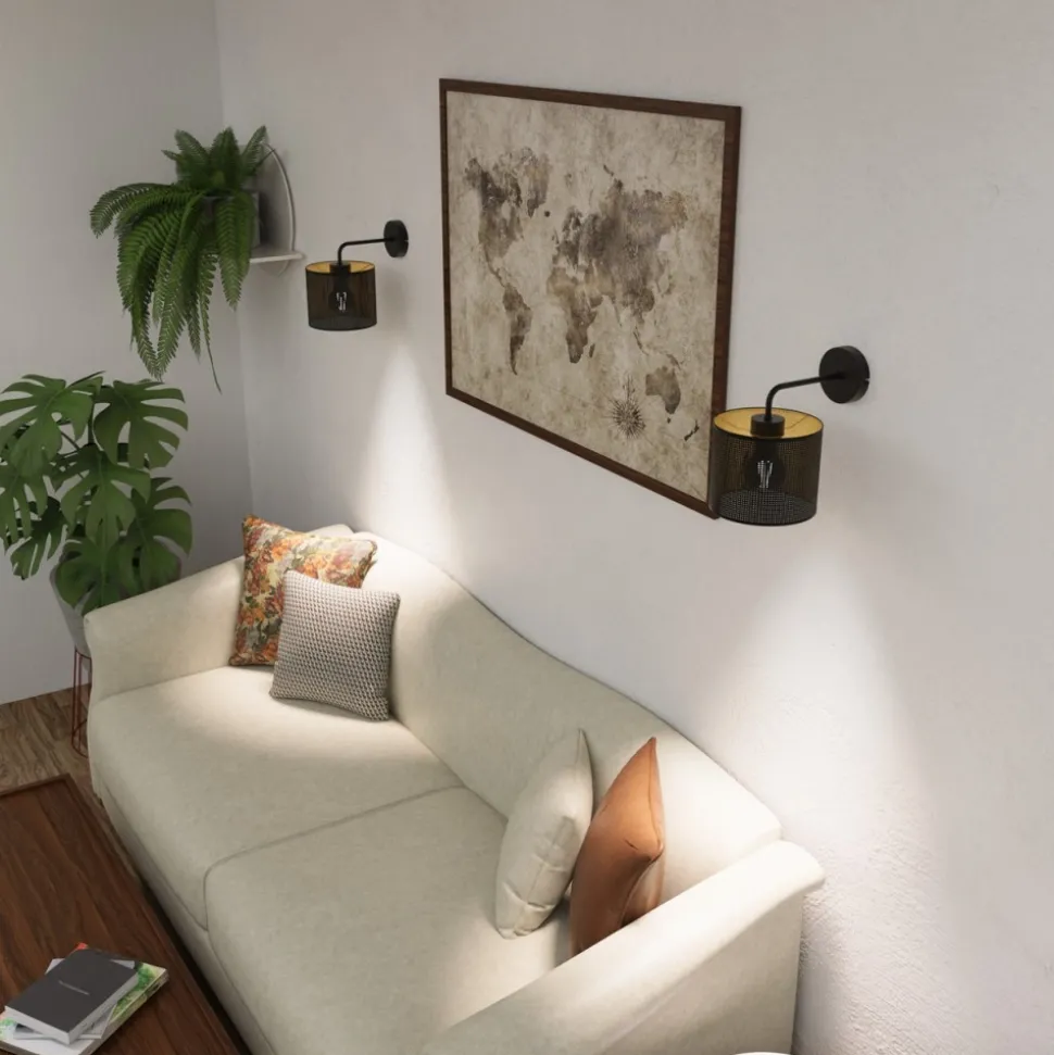 Kinkiet LOFT SHADE Czarny Złoty Klosz z Tworzywa 1xE27