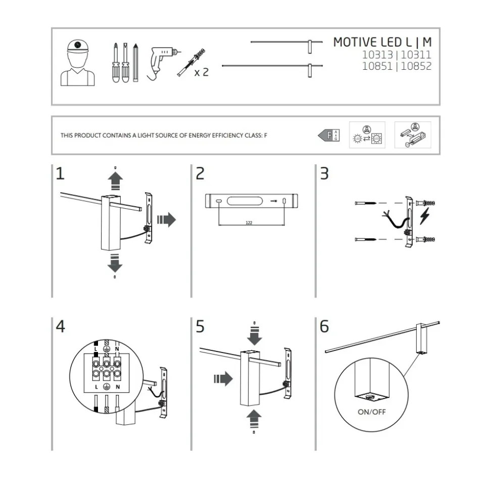 Kinkiet MOTIVE Czarny 11W LED 4000K 80cm