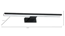 Kinkiet nad lustro SHINE czarny 60 LED