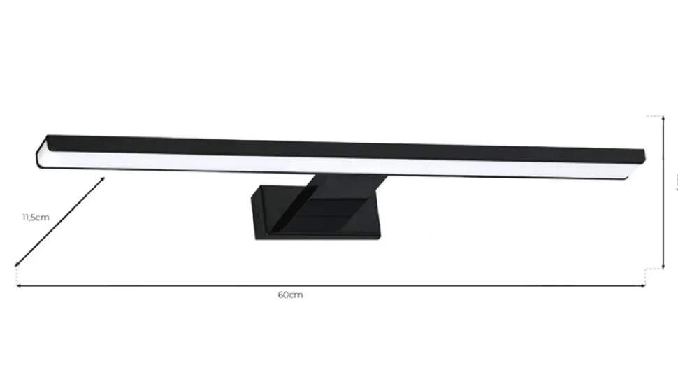 Kinkiet nad lustro SHINE czarny 60 LED