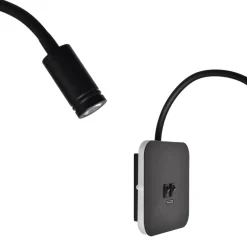 Kinkiet Regulowany BASE Czarny Ładowarka USB 8W+2W