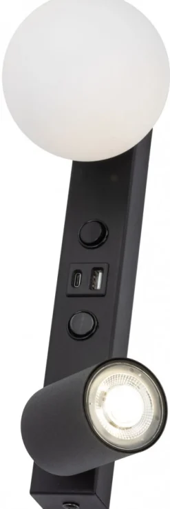 Kinkiet Regulowany VOX Czarny Biały Klosz 1xGU10 1xG9 2xUSB
