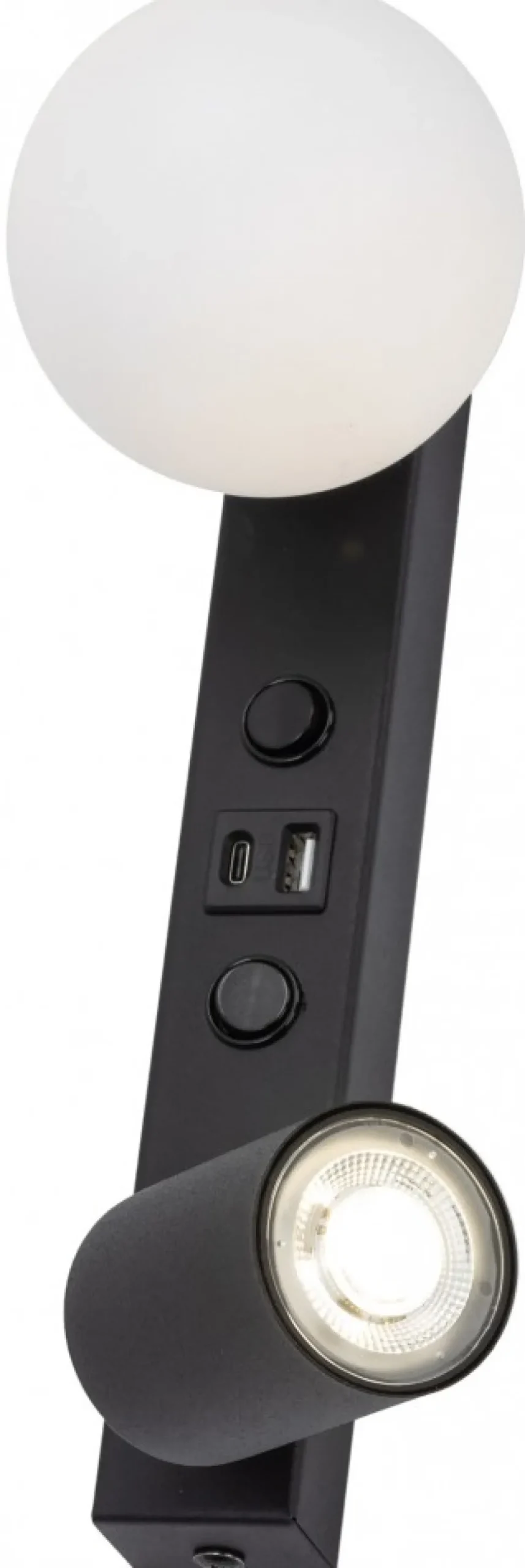 Kinkiet Regulowany VOX Czarny Biały Klosz 1xGU10 1xG9 2xUSB