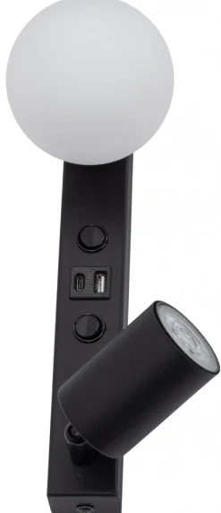 Kinkiet Regulowany VOX Czarny Biały Klosz 1xGU10 1xG9 2xUSB