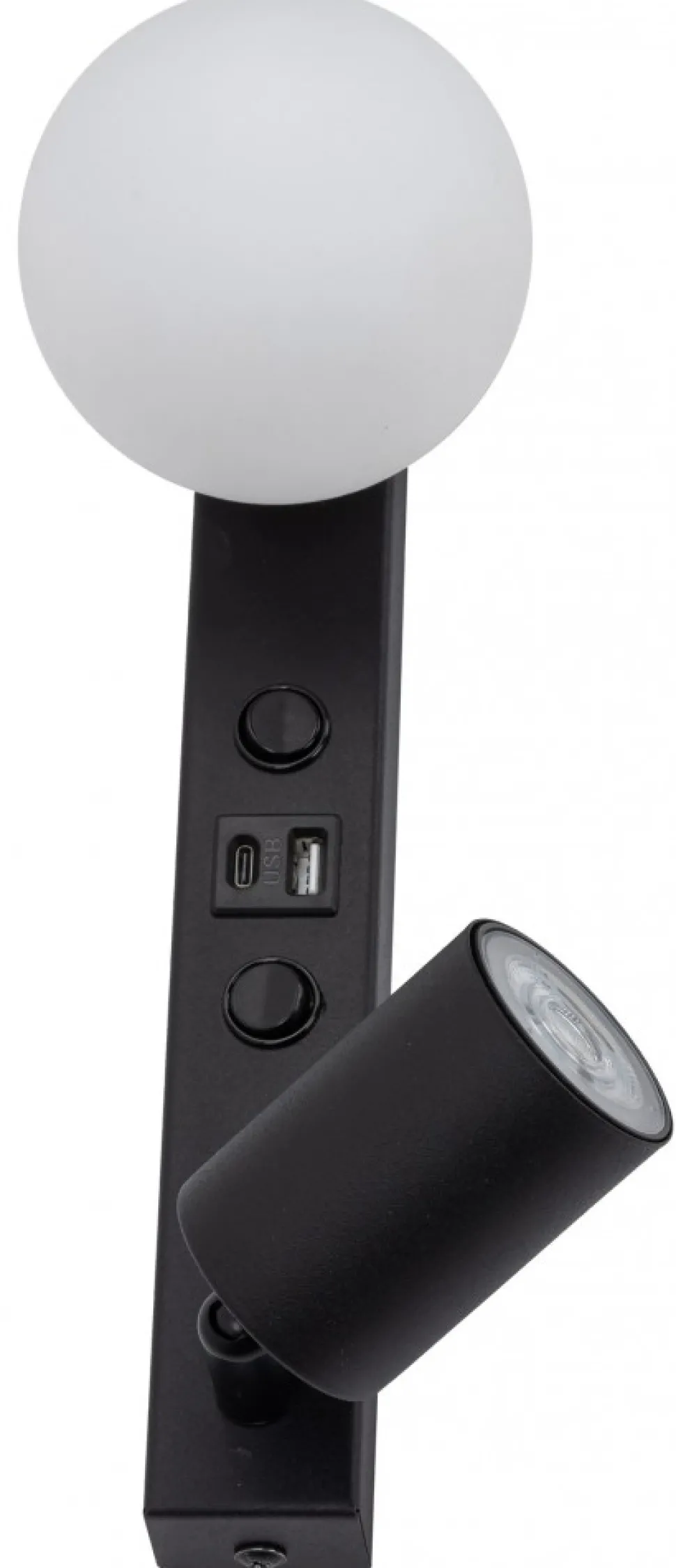 Kinkiet Regulowany VOX Czarny Biały Klosz 1xGU10 1xG9 2xUSB