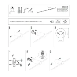 Kinkiet SABER Czarny 11W LED 3000K IP20 80cm