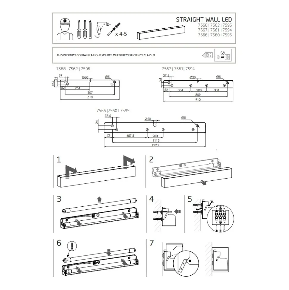 Kinkiet STRAIGHT Grafitowy 1xT8 16W LED 3000K 92cm