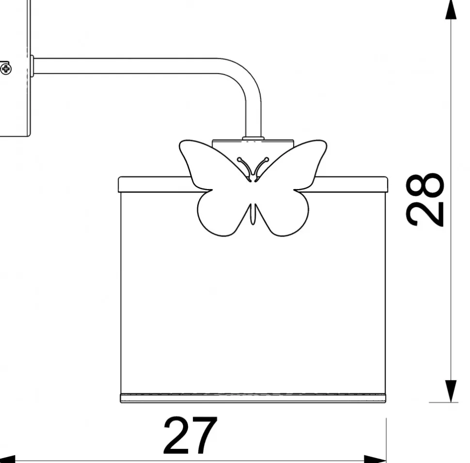 Kinkiet SWEET Różowy BiałyAbażur 1xE27 Motyl