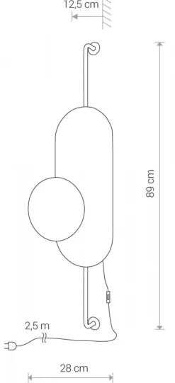 Kinkiet z włącznikiem WHEEL złoty/czarny