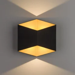 Kinkiet Zewnętrzny TRIANGLES Czarny Złoty 5W LED 3000K IP54