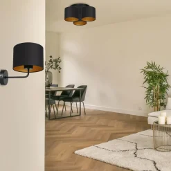 Kinkiet ARDEN Czarny Złoty Abażur 1xE27 * Luminex Outlet
