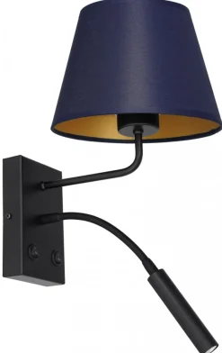 Kinkiet ARDEN Niebieski Złoty Abażur Stożek 1xE27+G9 * Luminex Discount
