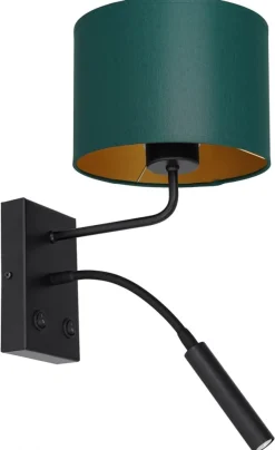 Kinkiet ARDEN Zielony Złoty Abażur 1xE27+G9 * Luminex Outlet