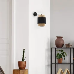 Kinkiet BOHO Czarny Beżowy Abażur 1xE27 * TK Lighting Best