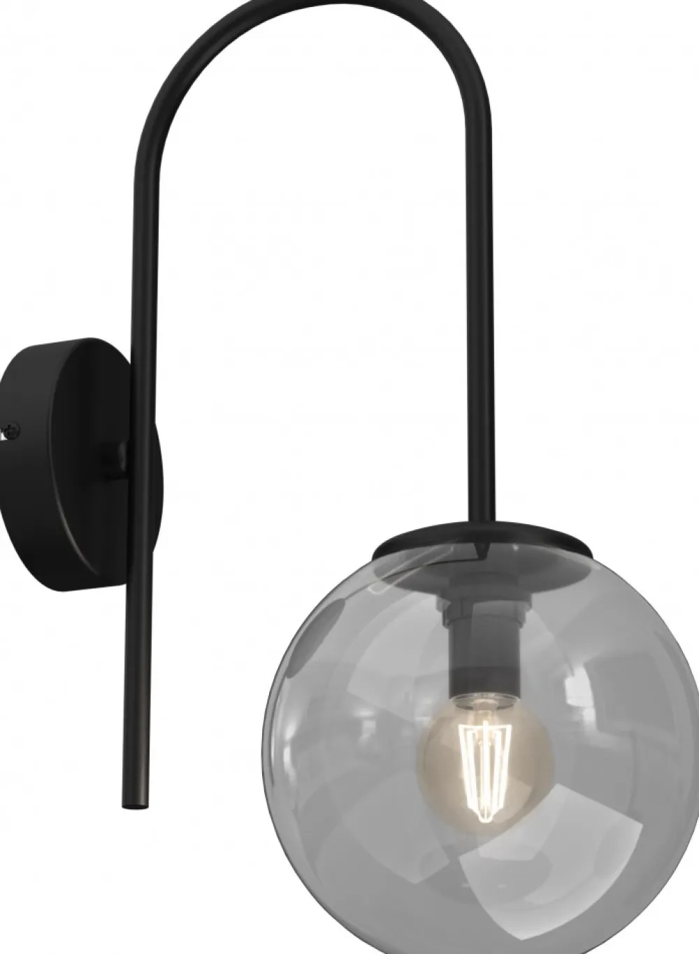 Kinkiet CAMBRIDGE Czarny Szklany Klosz 1xE14 * Luminex Clearance