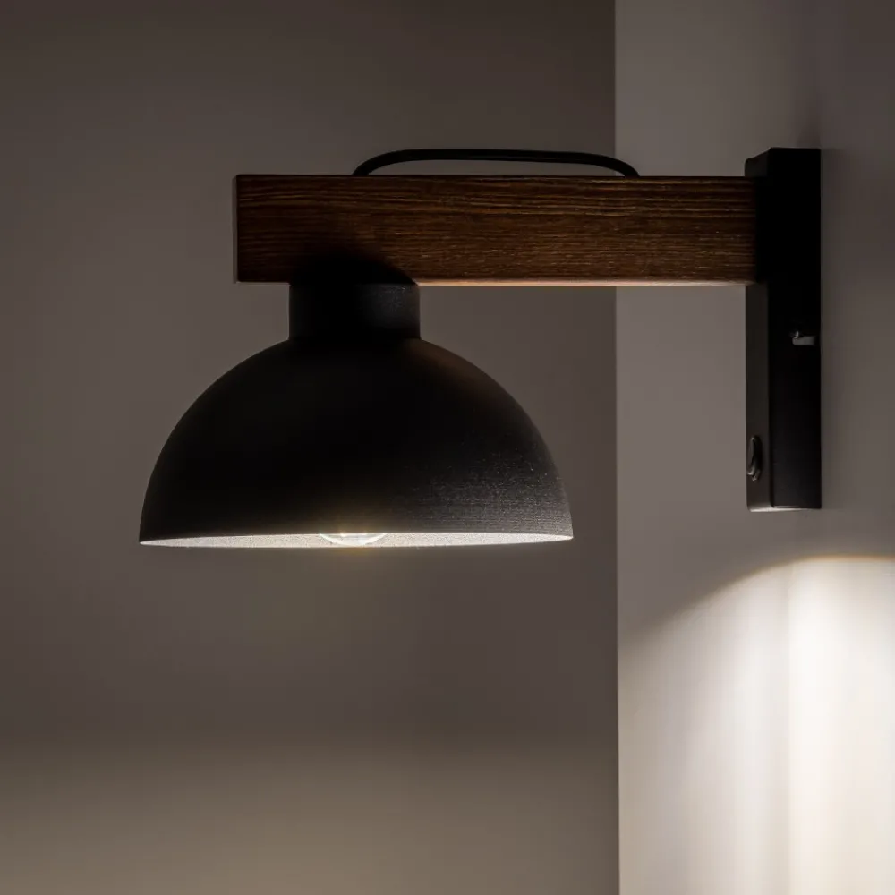 Kinkiet ścienny OSLO Orzech Metalowy Klosz 1xE27 * TK Lighting Discount
