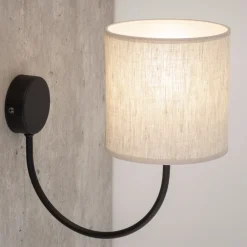 Kinkiet ścienny TORENS Czarny Beżowy Abażur 1xE27 * TK Lighting New