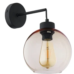 Kinkiet CUBUS Czarny Bursztynowy Szklany Klosz 1xE27 * TK Lighting Sale