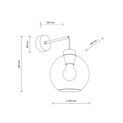 Kinkiet CUBUS czarny klosz szklany grafitowy 1xE27 * TK Lighting Outlet