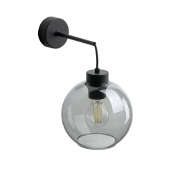 Kinkiet CUBUS czarny klosz szklany grafitowy 1xE27 * TK Lighting Outlet