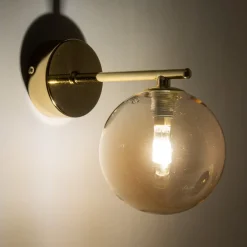 Kinkiet ESTERA Złoty Szklany Klosz 1xG9 * TK Lighting Outlet
