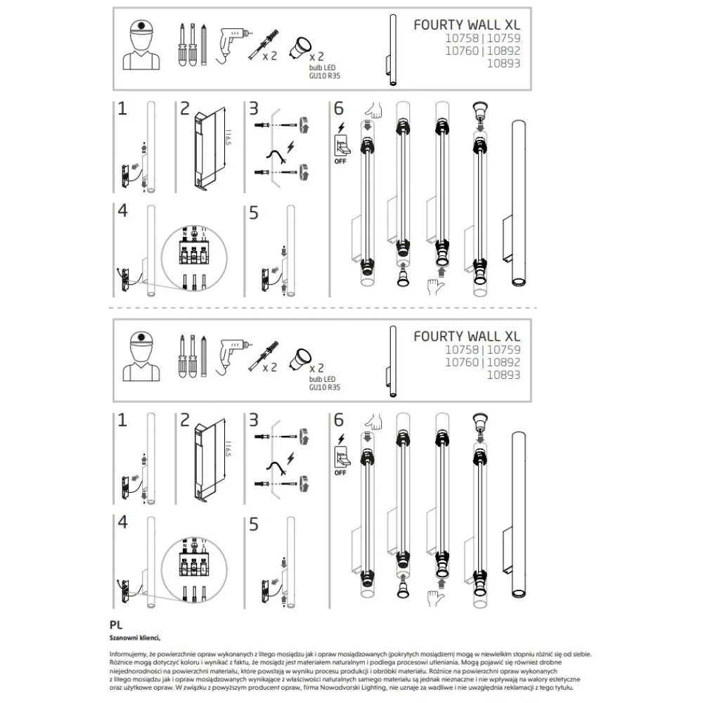 Kinkiet FOURTY XL Czarny 1xGU10 R35 * Nowodvorski Outlet