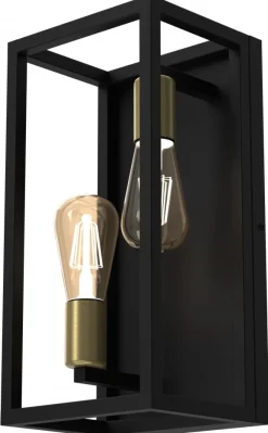 Kinkiet FRAME Czarny Złoty 2xE27 * Luminex New