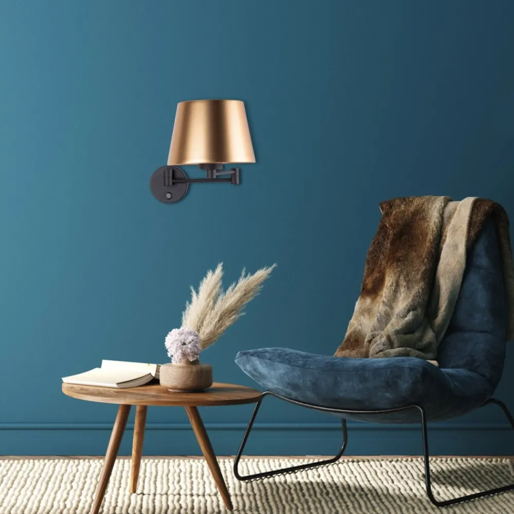 Kinkiet GLORY Czarny Złoty Abażur 1xE27 * TK Lighting Clearance