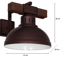 Kinkiet HAKON Ciemny Brąz Metalowy Klosz 1xE27 * Luminex Sale