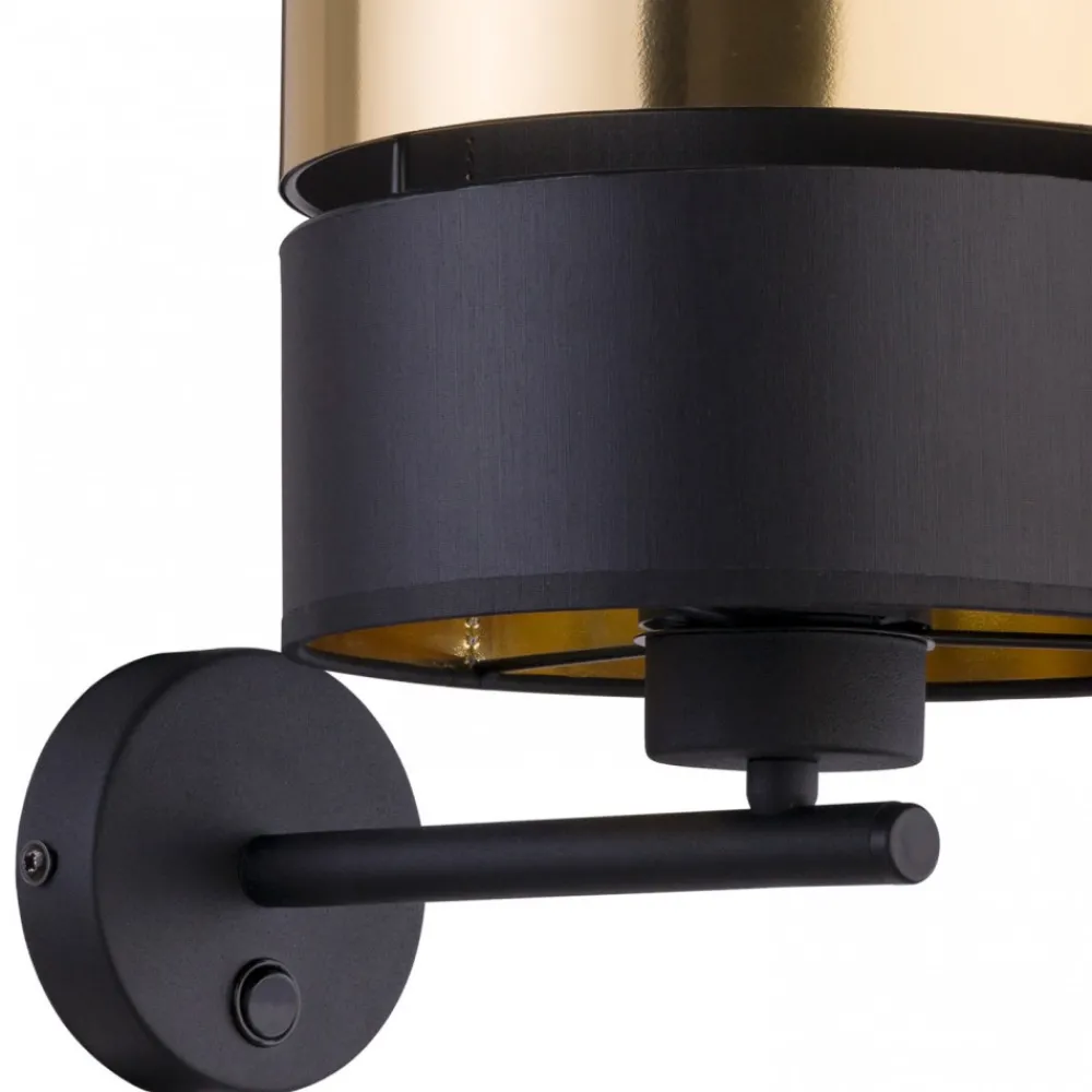 Kinkiet HILTON Czarny Złoty Abażur 1xE27 * TK Lighting