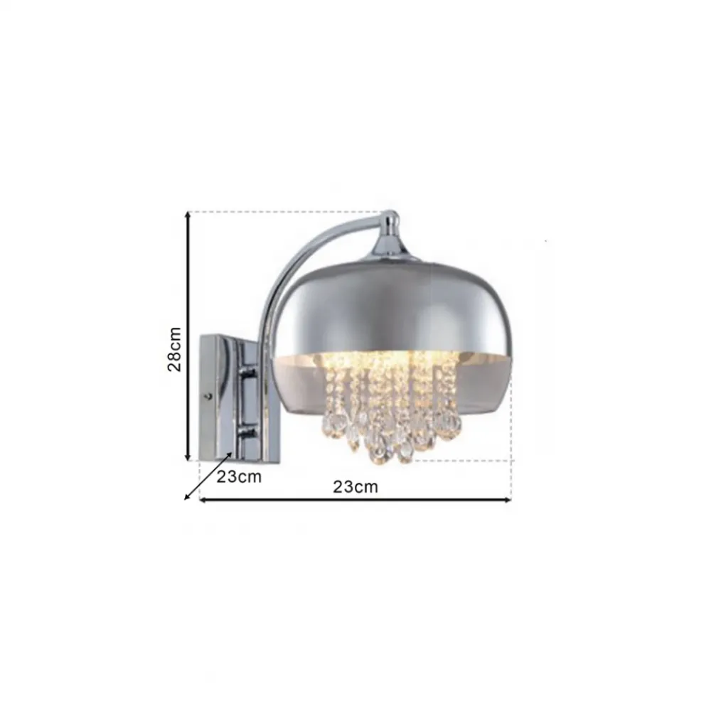 Kinkiet LUNA Srebrny Szklany Klosz Kryształy 1xE14 * Eko-light Clearance